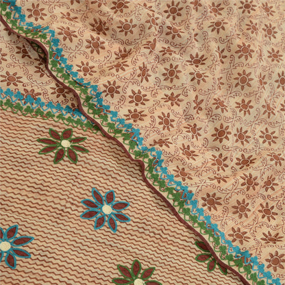 Sanskriti Vintage Sarees Broderet Tryk Ren Georgette Silke Sari Håndværk Bæredygtigt Stoff