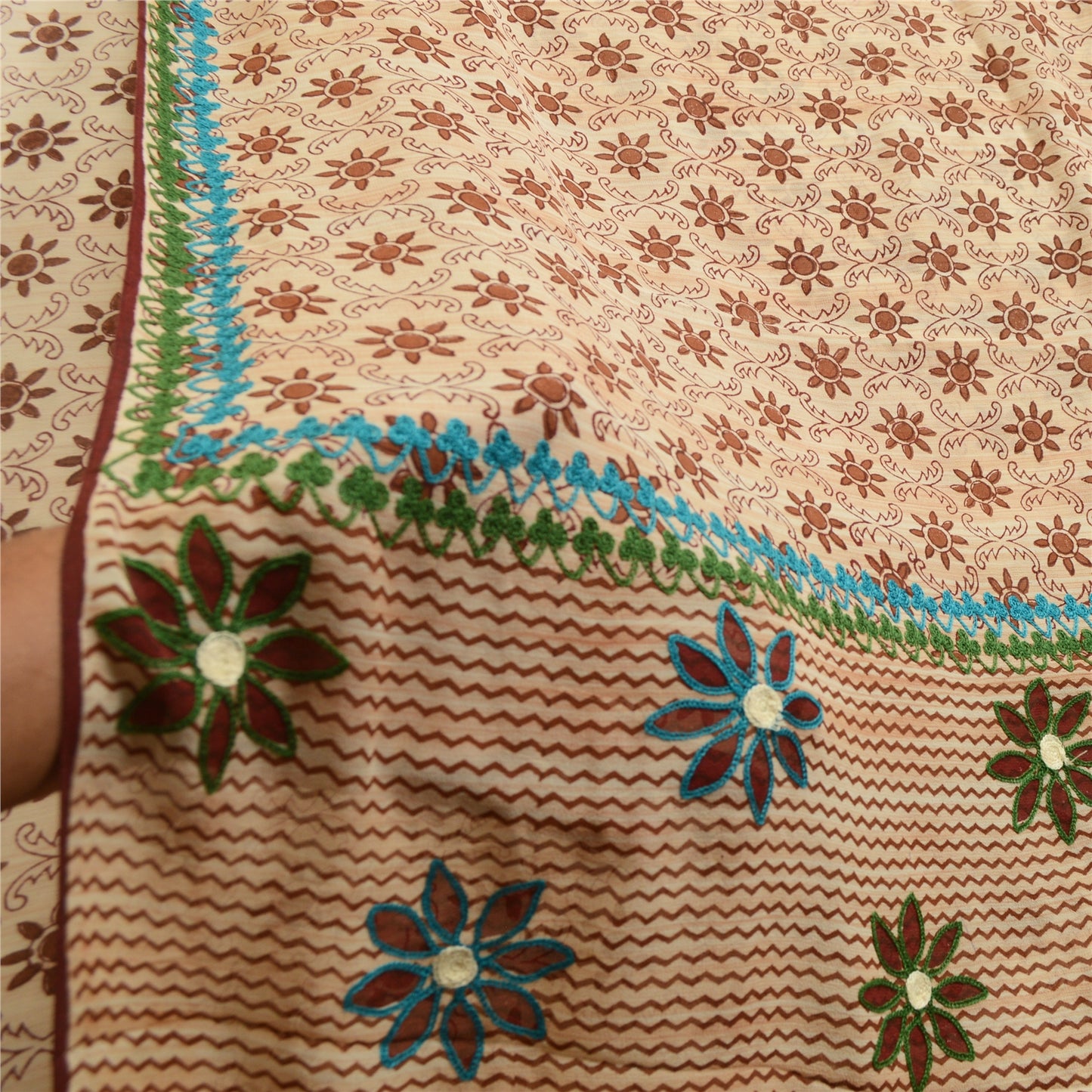 Sanskriti Vintage Sarees Broderet Tryk Ren Georgette Silke Sari Håndværk Bæredygtigt Stoff