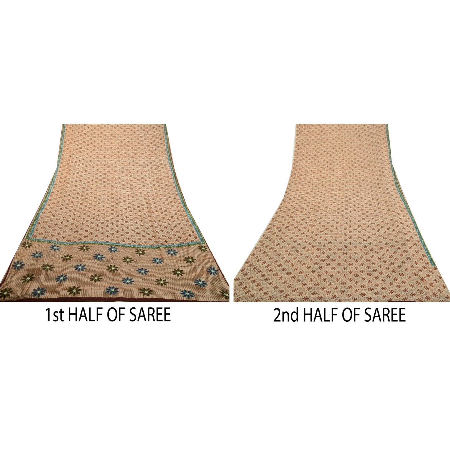 Sanskriti Vintage Sarees Broderet Tryk Ren Georgette Silke Sari Håndværk Bæredygtigt Stoff