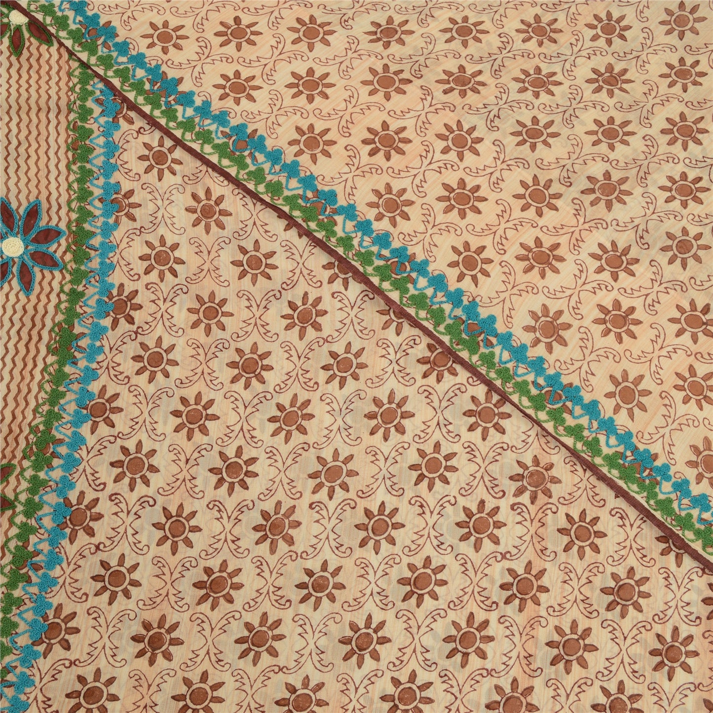 Sanskriti Vintage Sarees Broderet Tryk Ren Georgette Silke Sari Håndværk Bæredygtigt Stoff