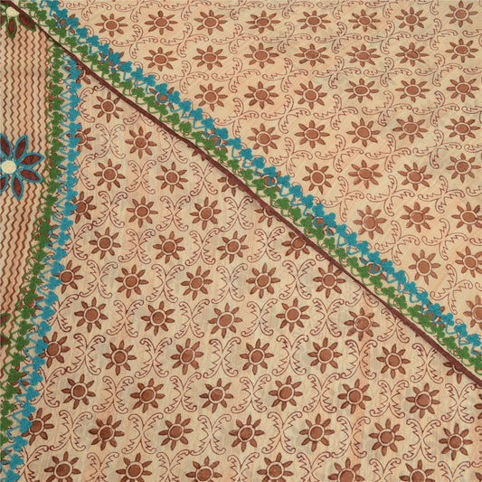 Sanskriti Vintage Sarees Embroidered Print Pure Georgette Silk Sari Craft Sustainable Fabric