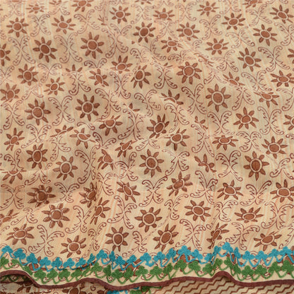 Sanskriti Vintage Sarees Broderet Tryk Ren Georgette Silke Sari Håndværk Bæredygtigt Stoff