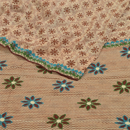 Sanskriti Vintage Sarees Broderet Tryk Ren Georgette Silke Sari Håndværk Bæredygtigt Stoff