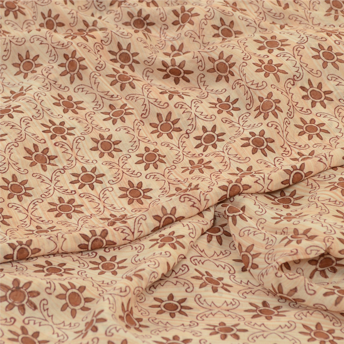 Sanskriti Vintage Sarees Broderet Tryk Ren Georgette Silke Sari Håndværk Bæredygtigt Stoff