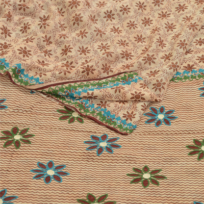 Sanskriti Vintage Sarees Broderet Tryk Ren Georgette Silke Sari Håndværk Bæredygtigt Stoff