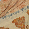 Sanskriti Vintage Sarees Cream Printed Pure Georgette Silk Sari 5yd Craft Sustainable Fabric