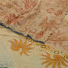 Sanskriti Vintage Sarees Cream Printed Pure Georgette Silk Sari 5yd Craft Sustainable Fabric