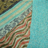Sanskriti Vintage Sarees Blue Pure Georgette Silk Printed Sari 5yd Craft Sustainable Fabric