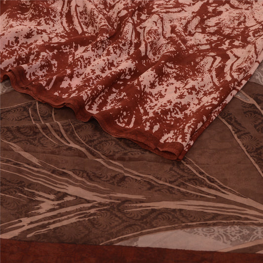 Sanskriti Vintage Sarees Støvet Rød Ren Georgette Silke Trykt Sari Håndværk Bæredygtigt Stoff
