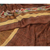 Sanskriti Vintage Sarees From India Brown Georgette Sari Printed Craft Sustainable Fabric