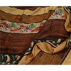 Sanskriti Vintage Sarees From India Brown Georgette Sari Printed Craft Sustainable Fabric