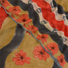 Sanskriti Vintage Sarier Multi Ren Georgette Silke Trykt Sari 5yd Håndværk Bæredygtigt Stoff