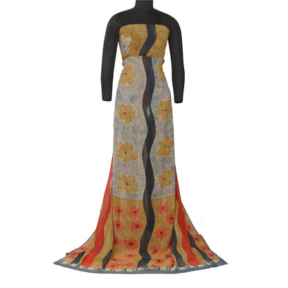 Sanskriti Vintage Sarier Multi Ren Georgette Silke Trykt Sari 5yd Håndværk Bæredygtigt Stoff