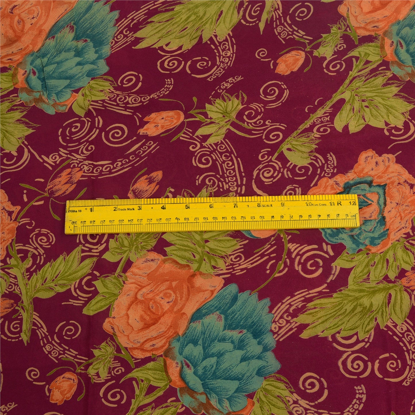 Sanskriti Vintage Sarees Purple Zari Border Blend Georgette Printed Sari Sustainable Fabric