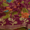 Sanskriti Vintage Sarees Purple Zari Border Blend Georgette Printed Sari Sustainable Fabric