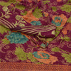 Sanskriti Vintage Sarees Purple Zari Border Blend Georgette Printed Sari Sustainable Fabric