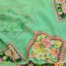 Load image into Gallery viewer, Sanskriti Vintage Sarees Green Digital Printed Pure Georgette Silk Sari Fabric
