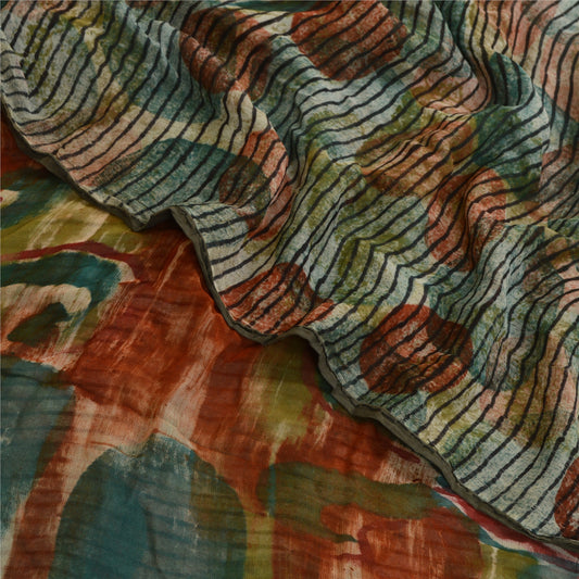 Sanskriti Vintage Sarees Multi 100% Pure Georgette Silk Print Sari Craft Sustainable Fabric
