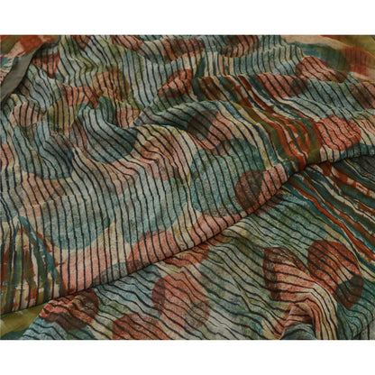 Sanskriti Vintage Sarees Multi 100% Pure Georgette Silk Print Sari Craft Sustainable Fabric