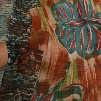 Sanskriti Vintage Sarees Multi 100% Pure Georgette Silk Print Sari Craft Sustainable Fabric