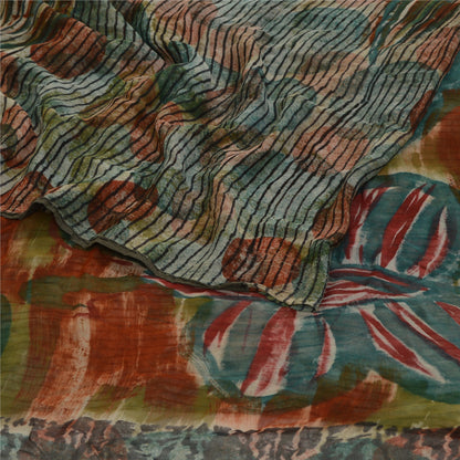 Sanskriti Vintage Sarees Multi 100% Pure Georgette Silk Print Sari Craft Sustainable Fabric