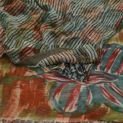 Sanskriti Vintage Sarees Multi 100% Pure Georgette Silk Print Sari Craft Sustainable Fabric