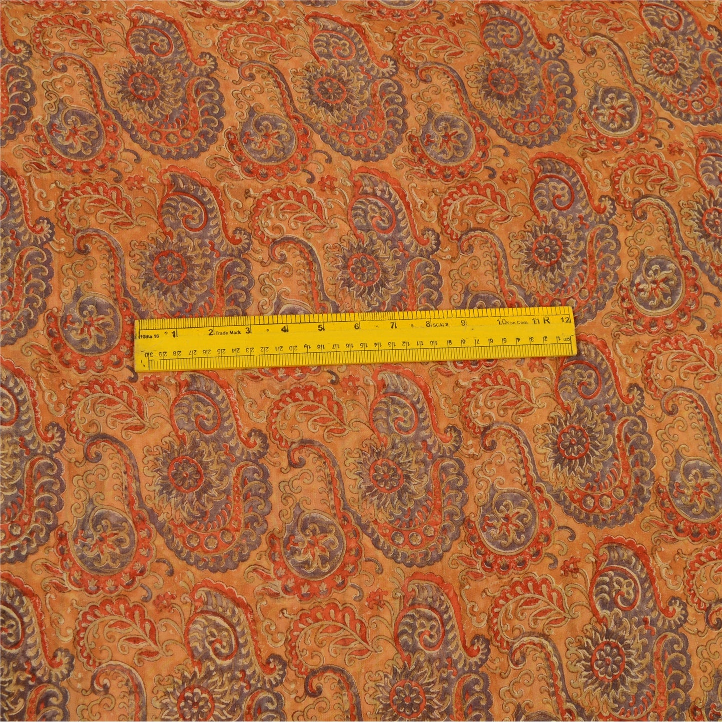 Санскритские винтажные сари из чистого шафранового шелка-жоржета с принтом для сари из экологически чистой ткани