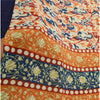 Sanskriti Vintage Sarees Indian Orange & Blue Georgette Print Sari Craft Sustainable Fabric