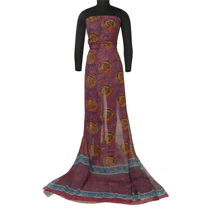 Sanskriti Vintage Sarees Indian Blue Pure Georgette Silk Print Sari Craft Sustainable Fabric