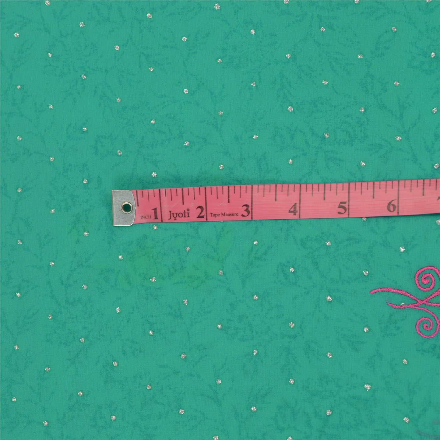 Sanskriti Vintage Sarees Green Ebroidered Mukesh Work Georgette Sari 5yd Sustainable Fabric