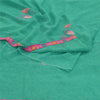Sanskriti Vintage Sarees Green Ebroidered Mukesh Work Georgette Sari 5yd Sustainable Fabric