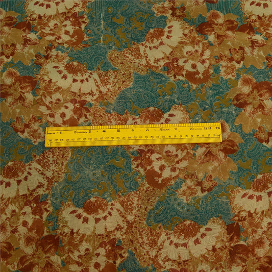 Sanskriti Vintage Sarees Grønt Trykt Ren Georgette Silke Sari 5yd Håndværksmæssigt Bæredygtigt Stoff