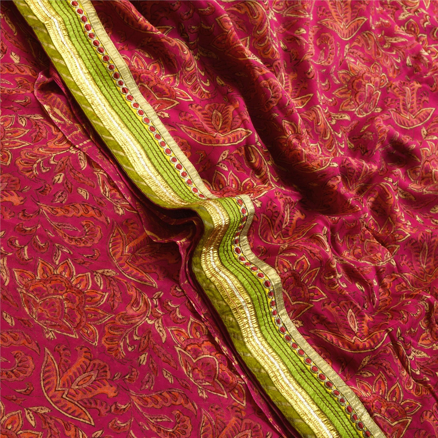 Санскритские винтажные сари индийская фиолетовая смесь жоржета с принтом сари ремесло устойчивая ткань