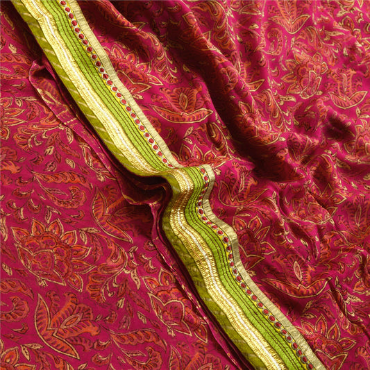 Sanskriti Vintage Sarees Indian Purple Blend Georgette Printed Sari Craft Sustainable Fabric