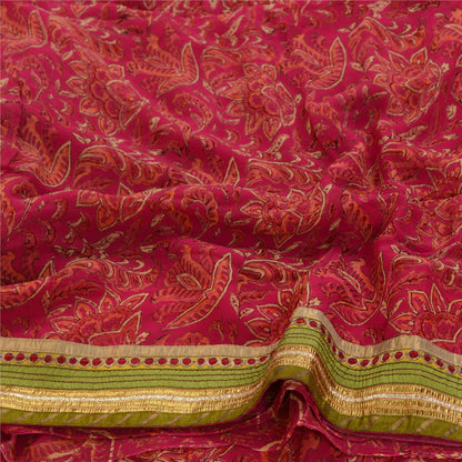 Санскритские винтажные сари индийская фиолетовая смесь жоржета с принтом сари ремесло устойчивая ткань