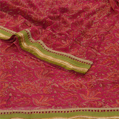 Санскритские винтажные сари индийская фиолетовая смесь жоржета с принтом сари ремесло устойчивая ткань