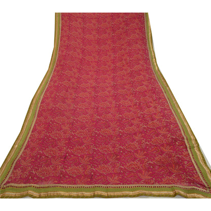 Санскритские винтажные сари индийская фиолетовая смесь жоржета с принтом сари ремесло устойчивая ткань