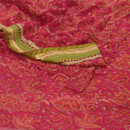 Санскритские винтажные сари индийская фиолетовая смесь жоржета с принтом сари ремесло устойчивая ткань