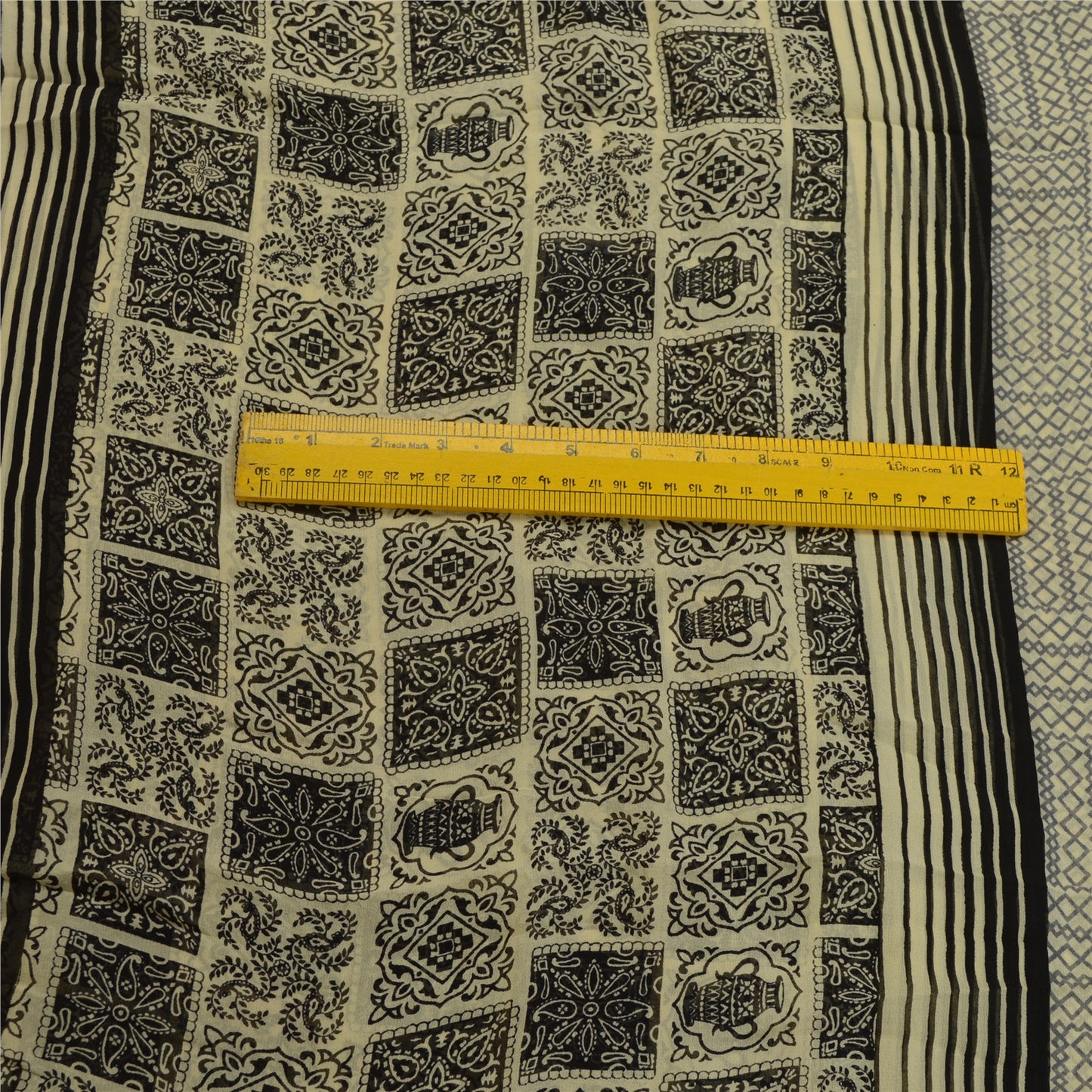 Санскритские винтажные сари черно-красный чистый шелк жоржет с принтом сари ремесло устойчивая ткань