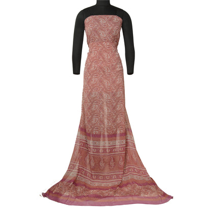 Sanskriti Vintage Sarees From India Pink Georgette Printed Sari 5yd Craft Sustainable Fabric