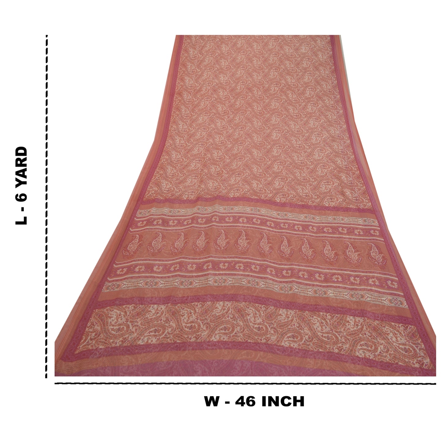 Sanskriti Vintage Sarees From India Pink Georgette Printed Sari 5yd Craft Sustainable Fabric