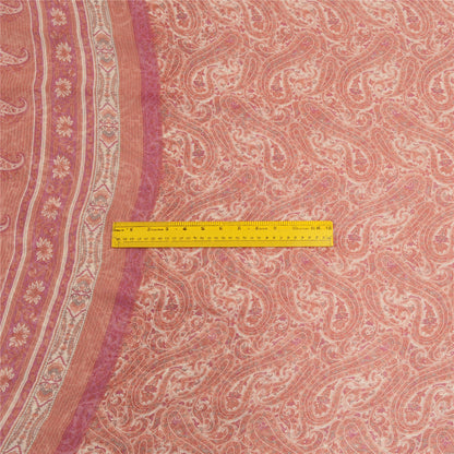 Sanskriti Vintage Sarees From India Pink Georgette Printed Sari 5yd Craft Sustainable Fabric