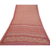 Sanskriti Vintage Sarees From India Pink Georgette Printed Sari 5yd Craft Sustainable Fabric