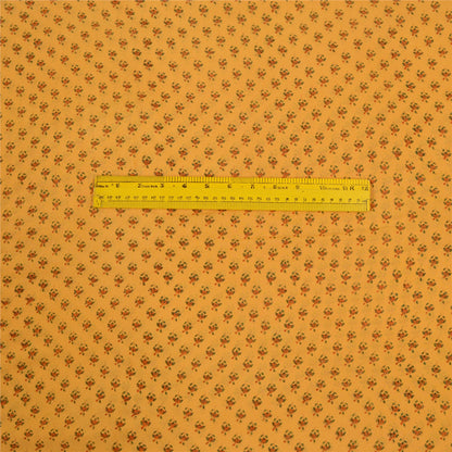 Sanskriti Vintage Sarees Yellow Blend Georgette Printed Sari 5yd Craft Sustainable Fabric