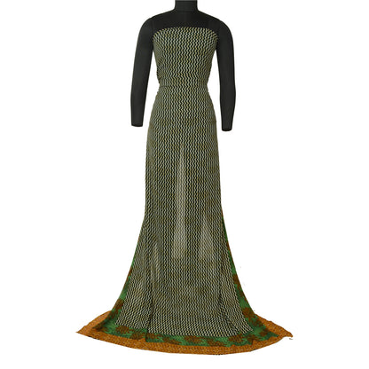 Санскритские винтажные сари индийское зеленое жоржетовое сари с принтом 5 ярдов ткань для рукоделия из экологически чистой ткани