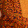 Sanskriti Vintage Sarees Yellow & Red Pure Georgette Silk Printed Sari Sustainable Fabric
