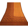Sanskriti Vintage Sarees Yellow & Red Pure Georgette Silk Printed Sari Sustainable Fabric