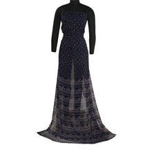 Load image into Gallery viewer, Sanskriti Vintage Blue Sarees Blend Chiffon Printed Floral Sari Craft Fabric
