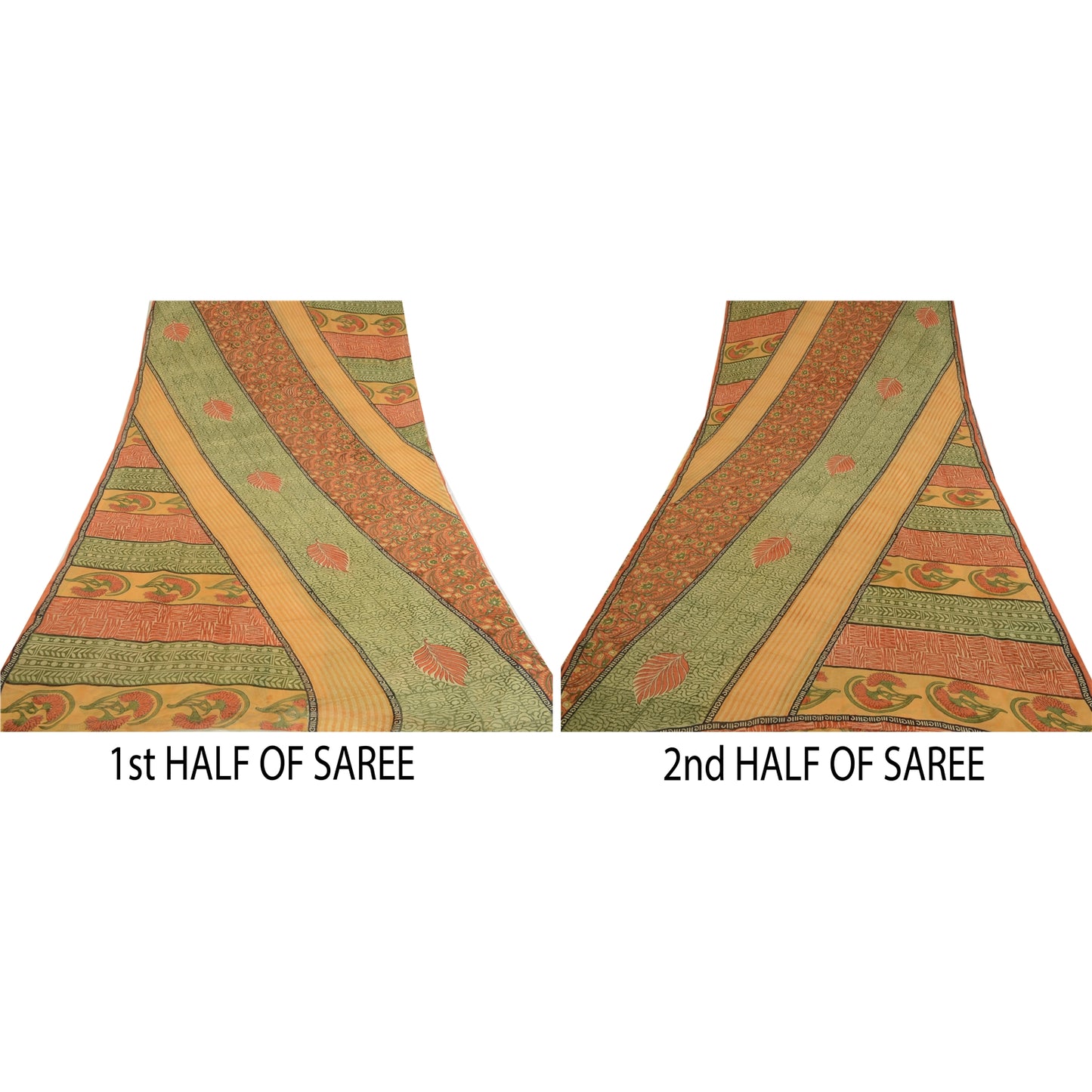 Sanskriti Vintage Indian Sarees Pure Georgette Silk Printed Sari Craft Sustainable Fabric