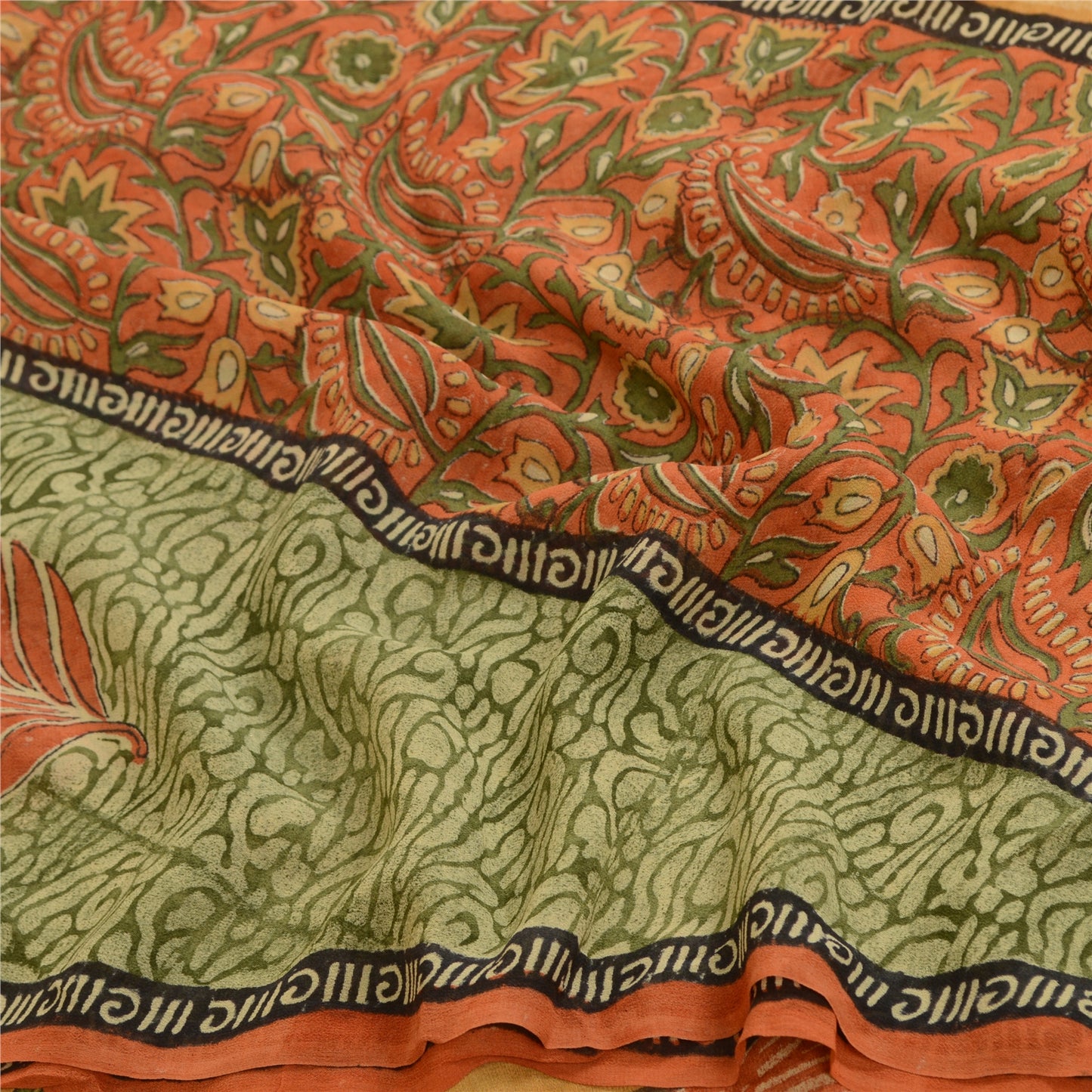 Sanskriti Vintage Indian Sarees Pure Georgette Silk Printed Sari Craft Sustainable Fabric